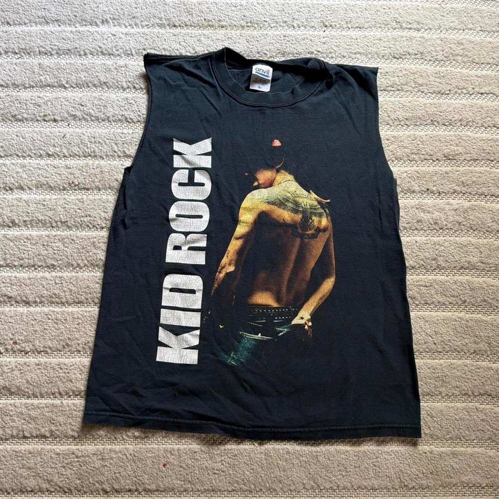 Vintage 2004 Kid Rock Pain Train Tour size S Shirt Muscle Tee Black Anvil
